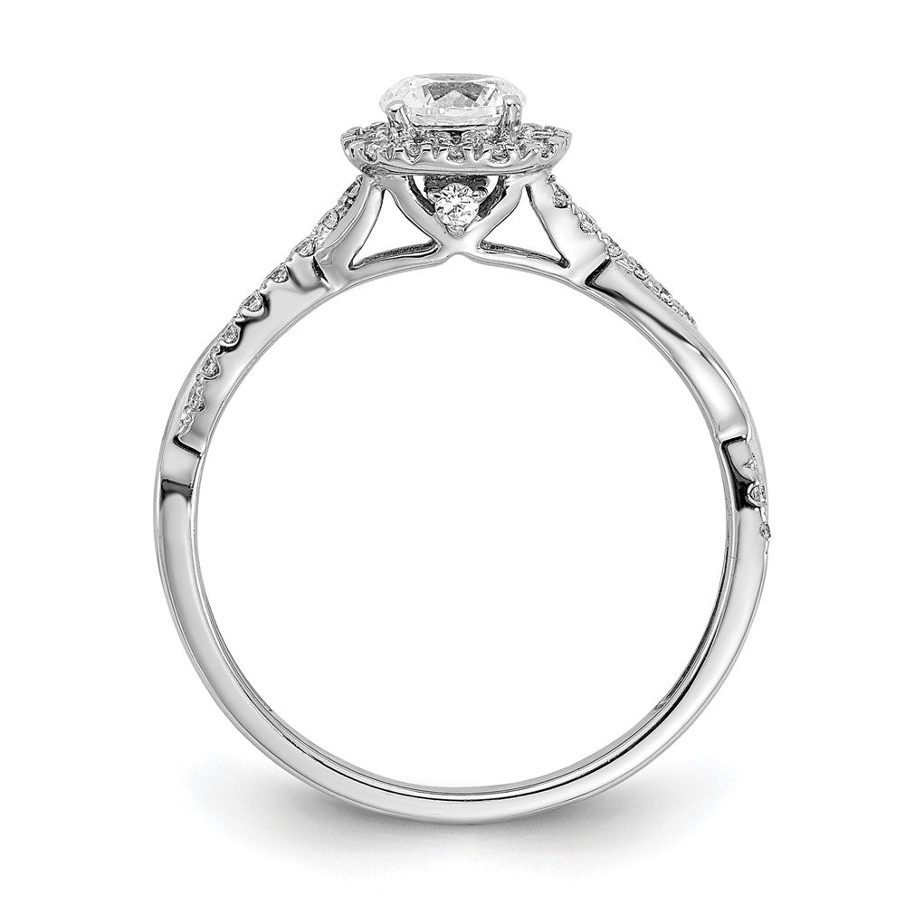 14k White Gold 5/8 carat Lab Grown Diamond VS/SI+ G+ Complete Round Halo Engagement Ring
