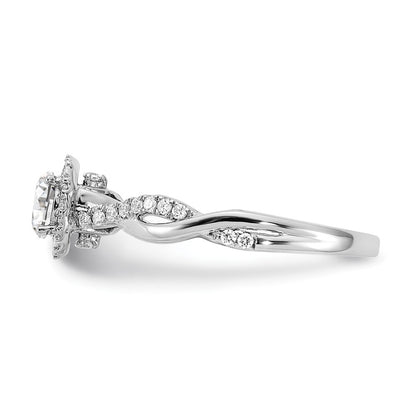 14k White Gold 5/8 carat Lab Grown Diamond VS/SI+ G+ Complete Round Halo Engagement Ring