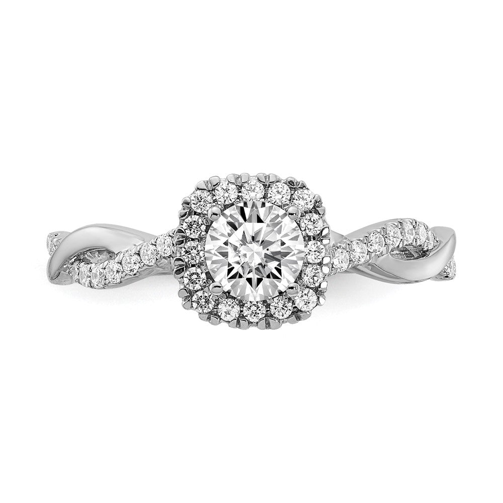 10k White Gold 5/8 carat Lab Grown Diamond VS/SI+ G+ Complete Round Halo Engagement Ring