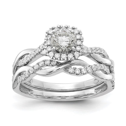 10k White Gold 5/8 carat Lab Grown Diamond VS/SI+ G+ Complete Round Halo Engagement Ring