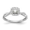 14k White Gold Halo Twist Design (Holds 3/8 carat (4.6mm) Round Center) 1/4 carat Diamond Semi-mount Engagement Ring