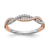 14k White and Rose Gold Criss-Cross 1/4 carat Diamond Complete Wedding Band