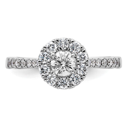True Origin 14K White Gold 1 carat Lab Grown Diamond VS+ F+ Complete Halo Engagement Ring