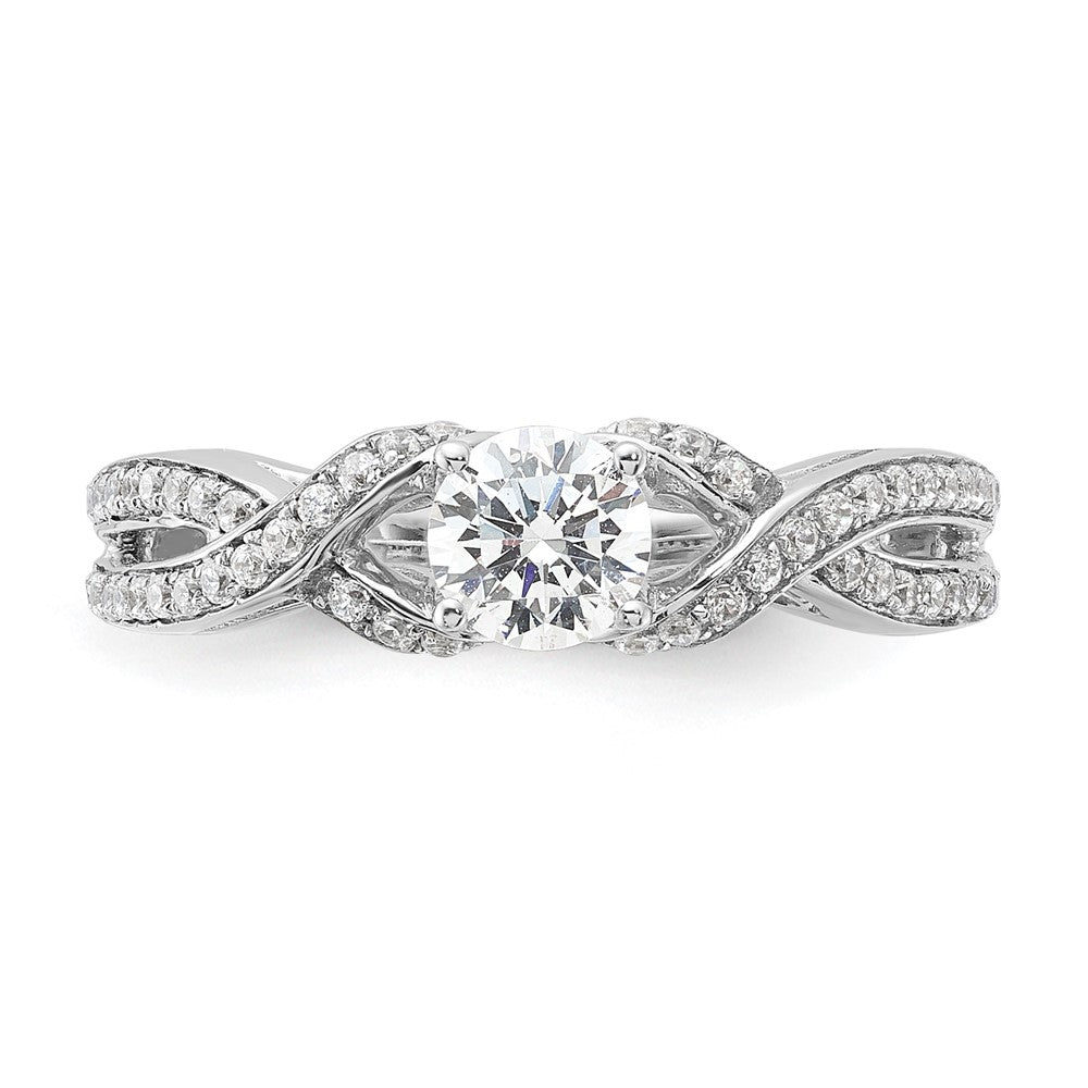 10k White Gold 3/4 carat Lab Grown Diamond VS/SI+ G+ Round Complete Twist Bypass Engagment Ring