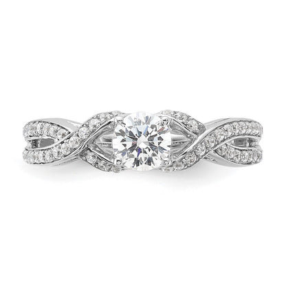 10k White Gold 3/4 carat Lab Grown Diamond VS/SI+ G+ Round Complete Twist Bypass Engagment Ring