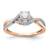 14k White and Rose Gold Criss-Cross (Holds 3/8 carat (4.8mm) Round Center) 1/5 carat Diamond Semi-mount Engagement Ring