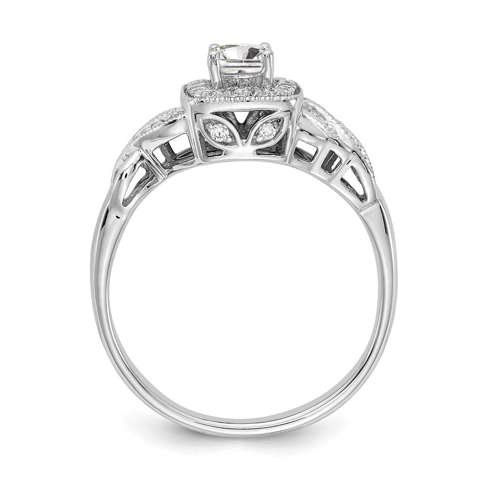 10k White Gold 1/2 carat Lab Grown Diamond VS/SI+ G+ Round Complete Halo Engagement Ring