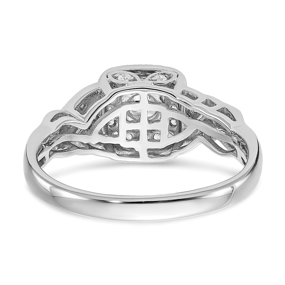 14k White Gold 1/2 carat Lab Grown Diamond VS/SI+ G+ Round Complete Halo Engagement Ring