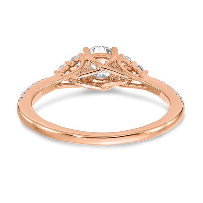 14k Rose Gold (Holds 1/2 carat (5.2mm) Round Center) 1/4 carat Diamond Semi-mount Engagement Ring