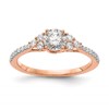 14k Rose Gold (Holds 1/2 carat (5.2mm) Round Center) 1/4 carat Diamond Semi-mount Engagement Ring