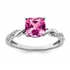 Sterling Silver Rhodium-plated Created Pink Sapphire and Diamond Ring
