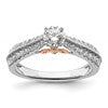 14k Two Tone Rose and White Gold 3/4 carat Lab Grown Diamond VS/SI+ G+ Round Complete Channel Set Shared Prong Engagement Ring