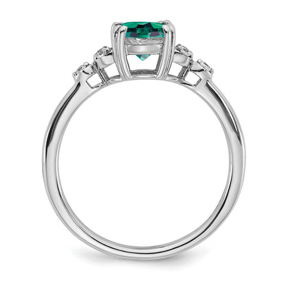 Sterling Silver Rhodium-plated Created Alexandrite and Diamond Ring