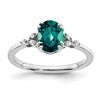 Sterling Silver Rhodium-plated Created Alexandrite and Diamond Ring