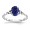 Sterling Silver Rhodium-plated Created Sapphire and Diamond Ring