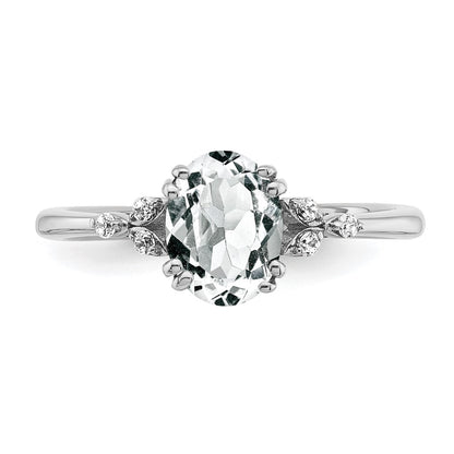 Sterling Silver Rhodium-plated White Topaz and Diamond Ring