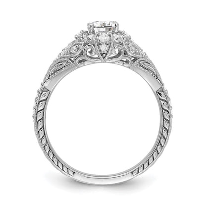 14k White Gold 5/8 carat Lab Grown Diamond VS/SI+ G+ Round Complete Shared Prong Engagement Ring