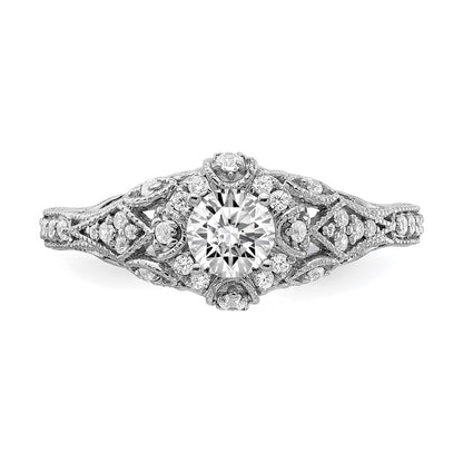 14k White Gold 5/8 carat Lab Grown Diamond VS/SI+ G+ Round Complete Shared Prong Engagement Ring