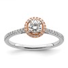 14k Two-tone Rose and White Gold 1/2 carat Lab Grown Diamond VS/SI+ G+ Round Complete Halo Engagement Ring