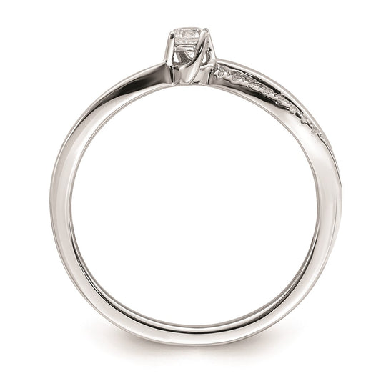 First Promise 14k White Gold Split Shank 1/8 carat Round Diamond Complete Promise/Engagement Ring