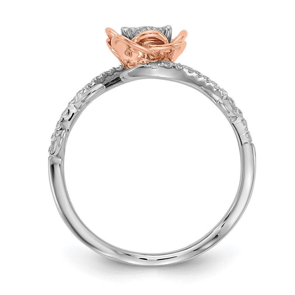 14k White and Rose Gold Floral 1/4 carat Diamond Complete Fashion/Engagement Ring