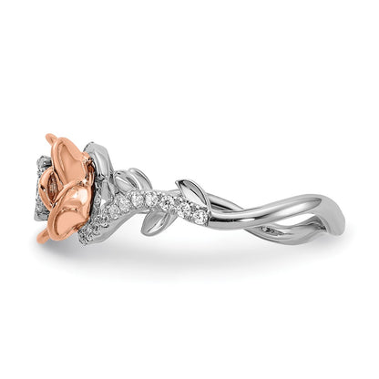 14k White and Rose Gold Floral 1/4 carat Diamond Complete Fashion/Engagement Ring