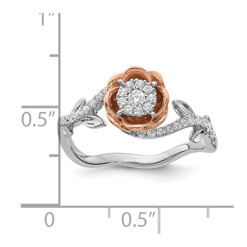 14k White and Rose Gold Floral 1/4 carat Diamond Complete Fashion/Engagement Ring