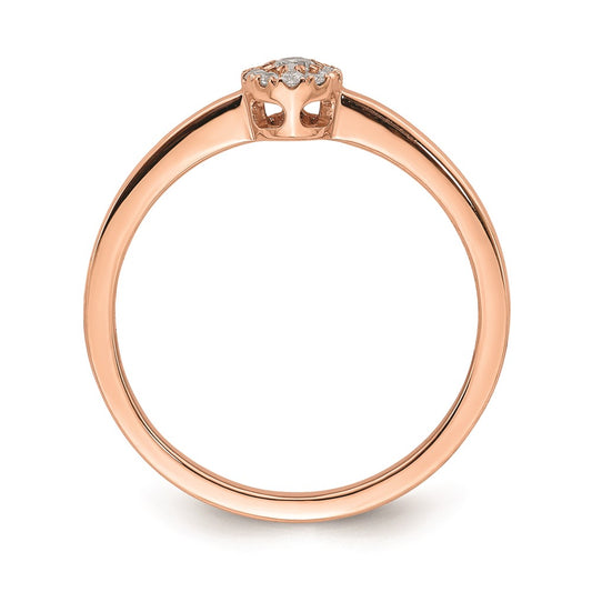 First Promise 14k Rose Gold Halo 1/10 carat Round Diamond Complete Promise/Engagement Ring