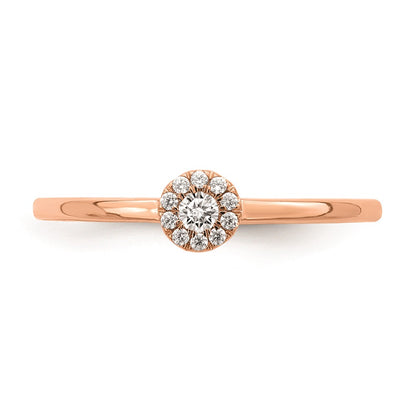 First Promise 14k Rose Gold Halo 1/10 carat Round Diamond Complete Promise/Engagement Ring