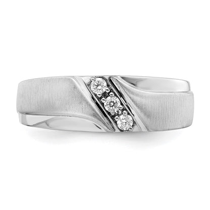 14k White Gold 3-Stone 1/8 carat Diamond Complete Men's Band