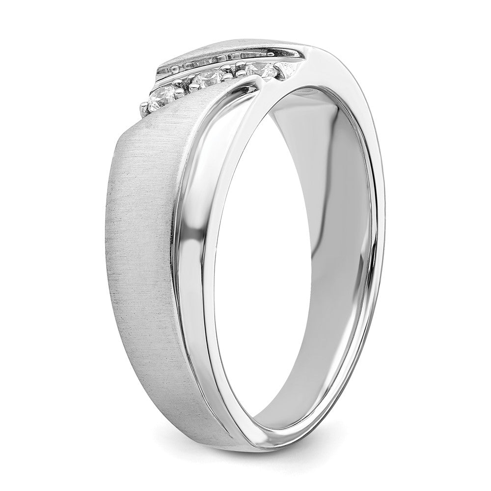 14k White Gold 3-Stone 1/8 carat Diamond Complete Men's Band