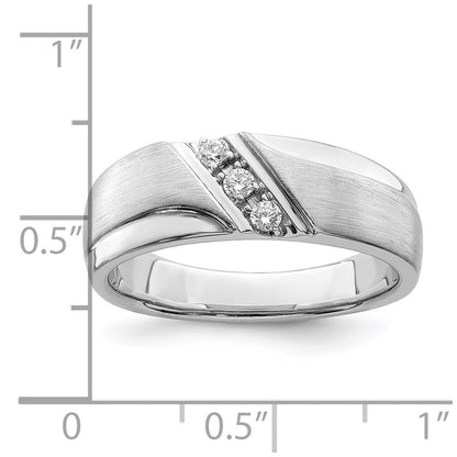 14k White Gold 3-Stone 1/8 carat Diamond Complete Men's Band