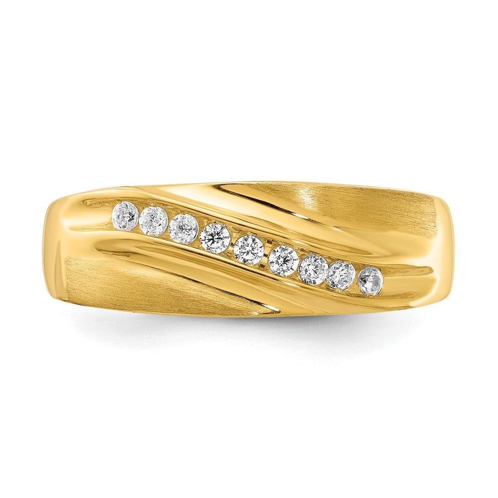 14k 1/5 carat Diamond Complete Men's Band : Satin E/W