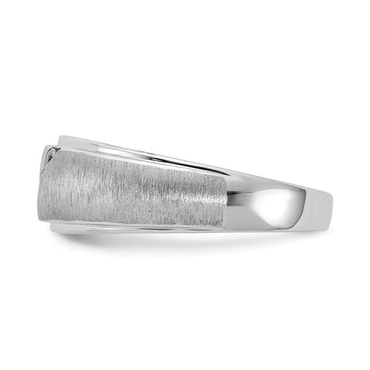 14k White Gold 3-Stone 1/6 carat Diamond Complete Men's Band
