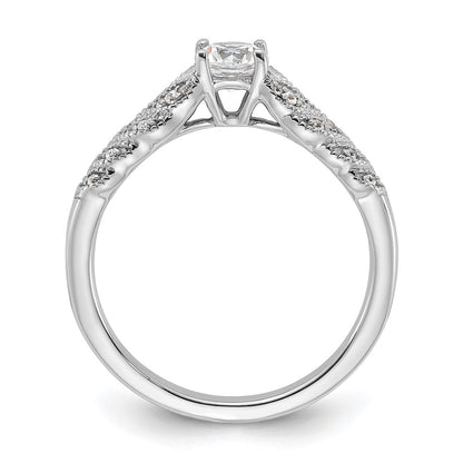 14k White Gold leaf Design Diamond Semi-Mount Engagement Ring