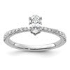 14k White Gold 1/4 carat Lab Grown Diamond VS/SI+ G+ 1/2 carat Oval Center Semi Mount Solitaire Engagement Ring