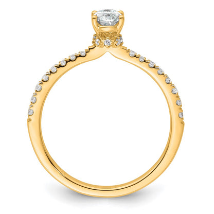 14k 1/4 carat Lab Grown Diamond VS/SI+ G+ 1/2 carat Oval Center Semi Mount Solitaire Engagement Ring