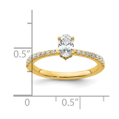 14k 1/4 carat Lab Grown Diamond VS/SI+ G+ 1/2 carat Oval Center Semi Mount Solitaire Engagement Ring