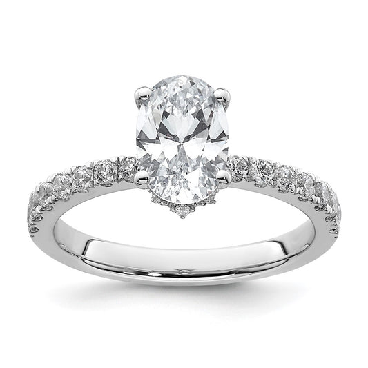 14k White Gold 1/4 carat Lab Grown Diamond VS/SI+ G+ 1 1/2 carat Oval Center Semi Mount Solitaire Engagement Ring