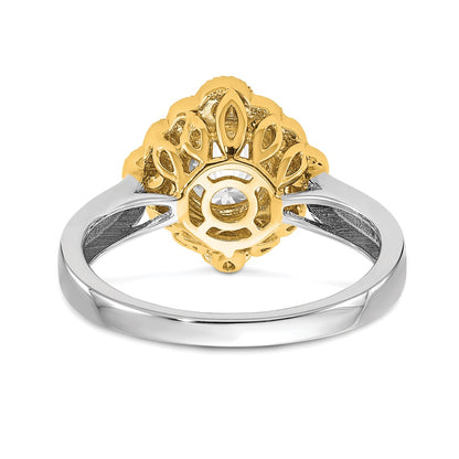 True Origin 14K Two Tone Yellow and White Gold 1/4 carat Lab Grown Diamond VS+ F+ Semi-Mount Round  Halo Engagement Ring
