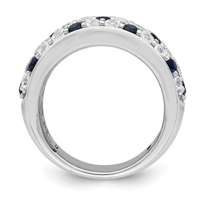 True Origin 14K White Gold 1 1/2 carat Lab Grown Diamond VS+ F+ and .85 carat Blue Sapphire Complete Fashion Ring