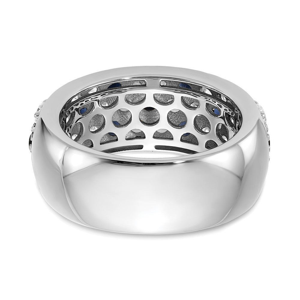 True Origin 14K White Gold 1 1/2 carat Lab Grown Diamond VS+ F+ and .85 carat Blue Sapphire Complete Fashion Ring