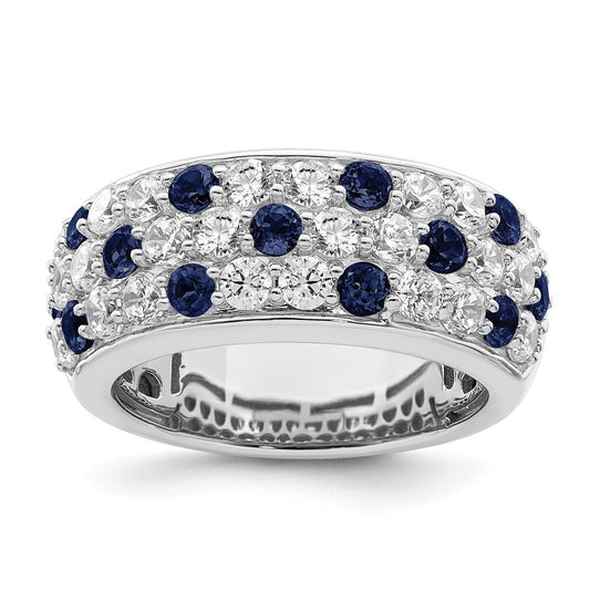 True Origin 14K White Gold 1 1/2 carat Lab Grown Diamond VS+ F+ and .85 carat Blue Sapphire Complete Fashion Ring