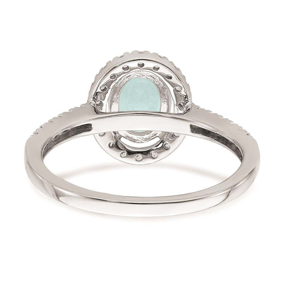 Blooming Bridal 14k White Gold Halo 8x6mm Oval Aquamarine and 1/3 carat Diamond Complete Engagement Ring
