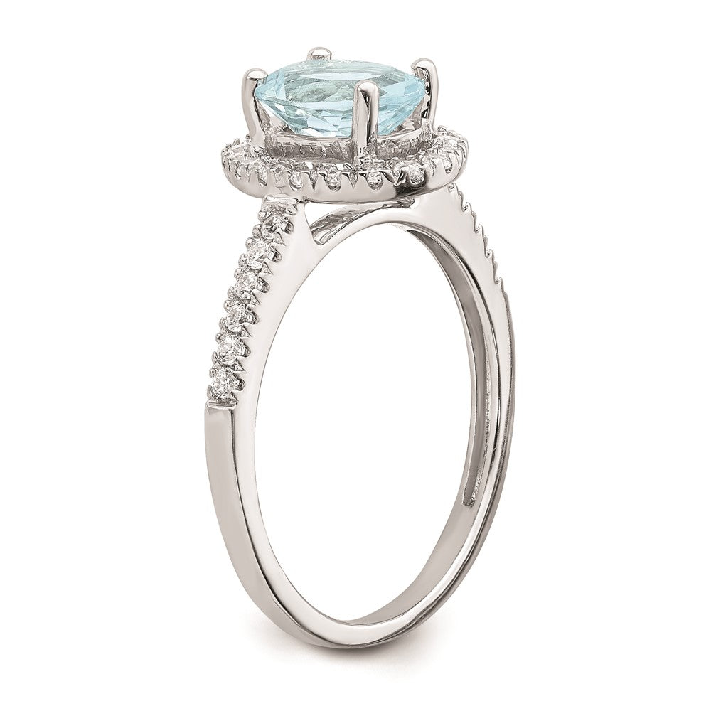 Blooming Bridal 14k White Gold Halo 8x6mm Oval Aquamarine and 1/3 carat Diamond Complete Engagement Ring