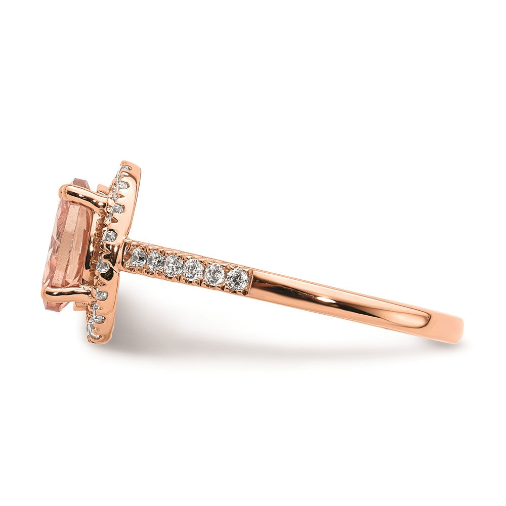 Blooming Bridal 14k Rose Gold Halo 8x6 Oval Morganite and 1/3 carat Diamond Complete Engagement Ring
