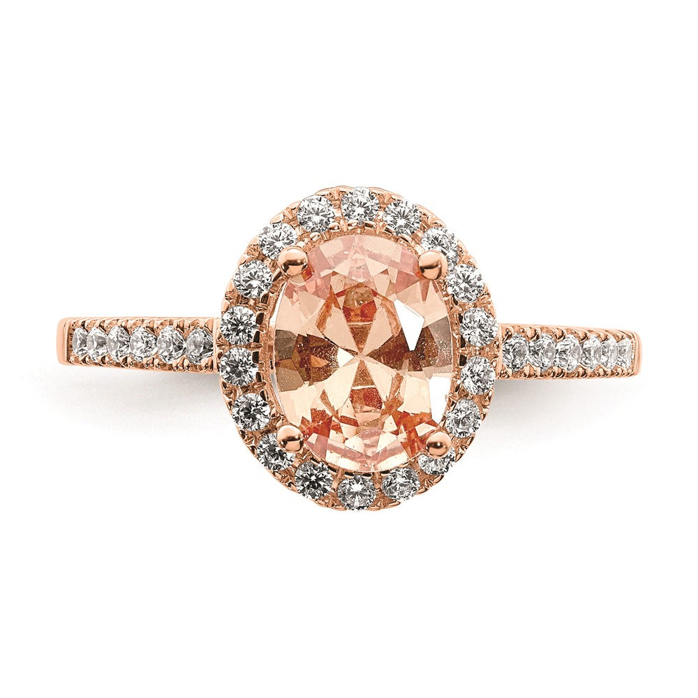 Blooming Bridal 14k Rose Gold Halo 8x6 Oval Morganite and 1/3 carat Diamond Complete Engagement Ring