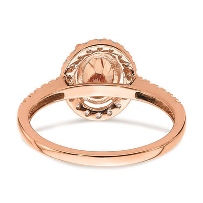 Blooming Bridal 14k Rose Gold Halo 8x6 Oval Morganite and 1/3 carat Diamond Complete Engagement Ring