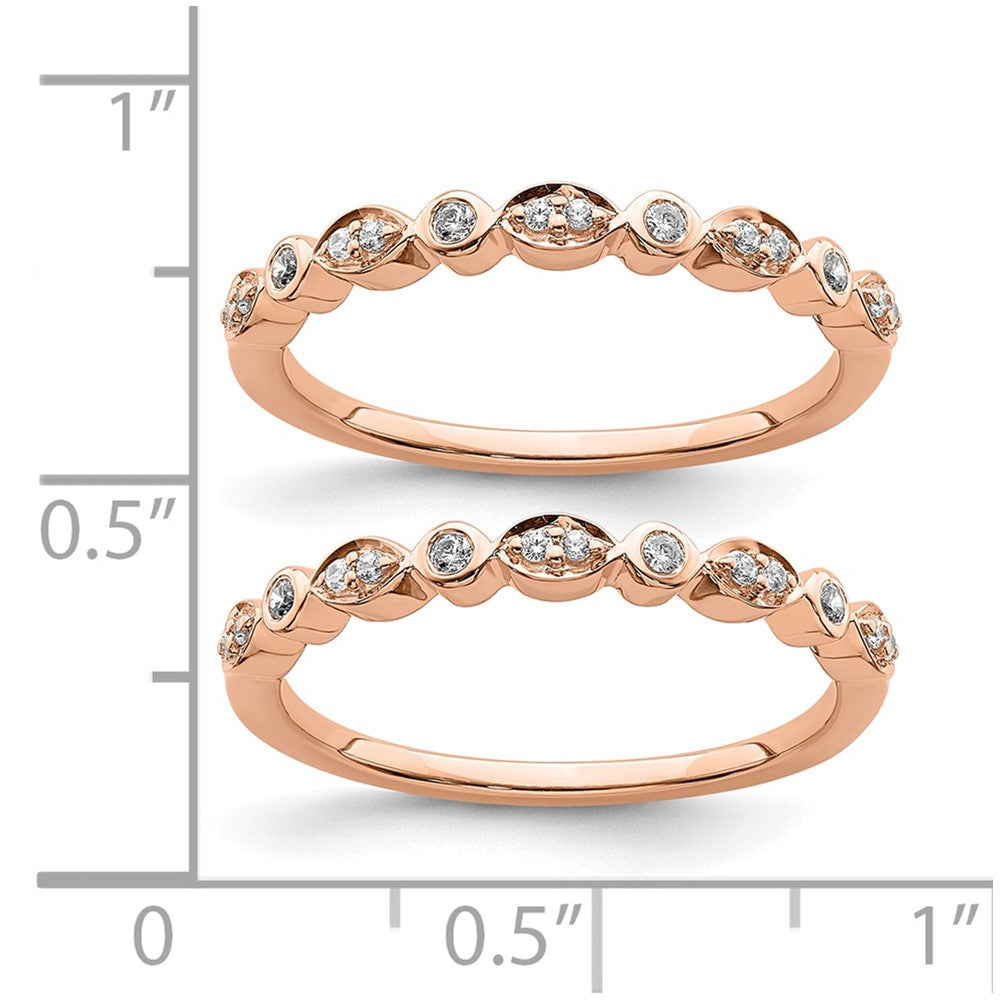 Blooming Bridal 14k Rose Gold 1/5 carat Diamond Set of 2 Complete Wedding Bands