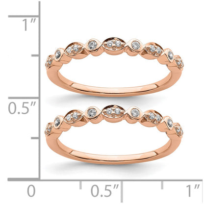 Blooming Bridal 14k Rose Gold 1/5 carat Diamond Set of 2 Complete Wedding Bands